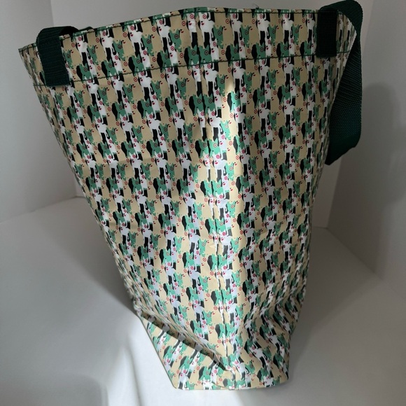 Target Bullseye Dog Print Nylon Durable Large Tote Bag Green Tan Red - Picture 5 of 12